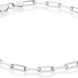 Solid 925 Sterling Silver Italian 3mm Paperclip Link Chain Bracelet for Women Men, Made in Italy